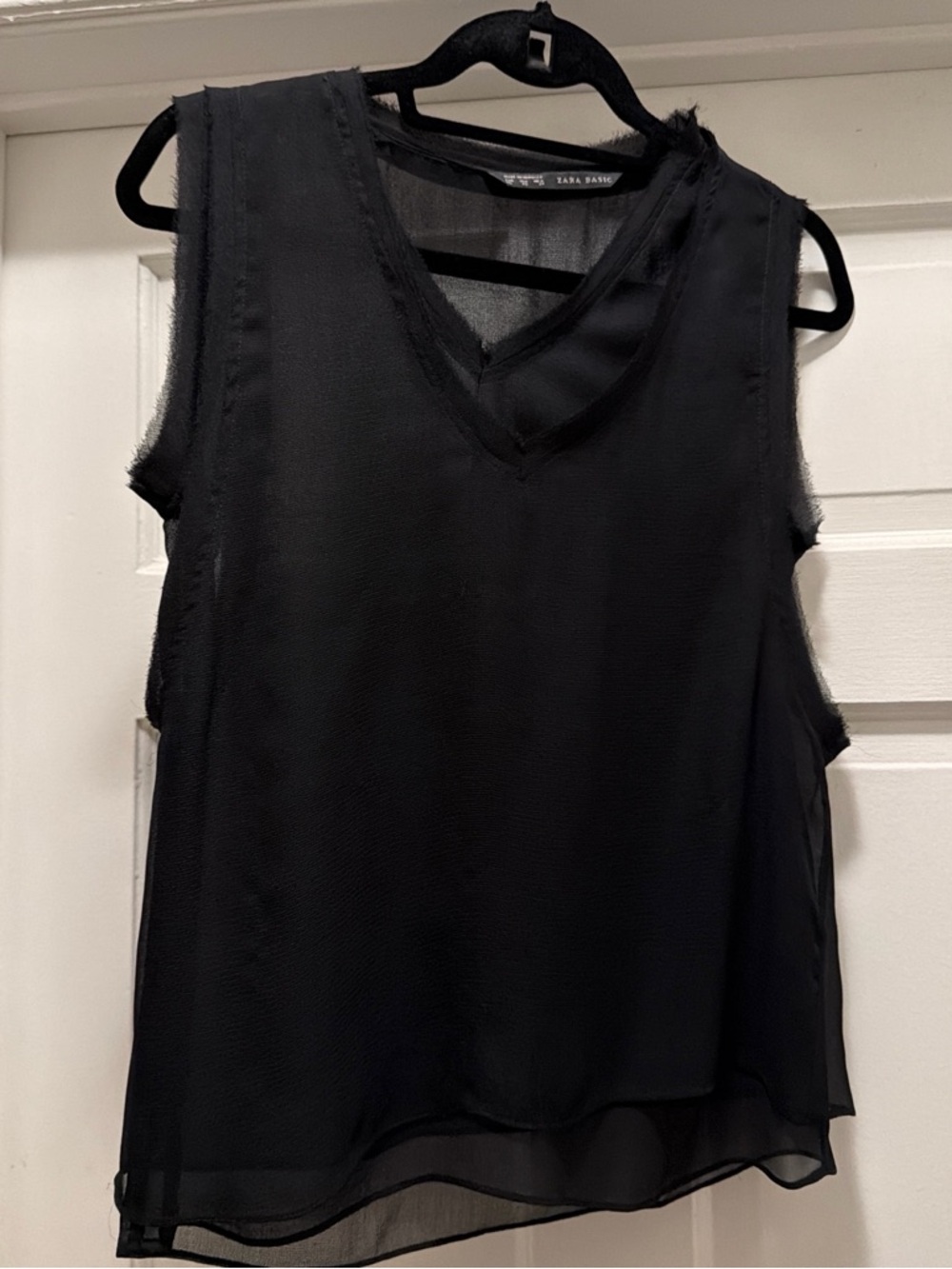Zara Black V-Neck Layered Chiffon Camisole